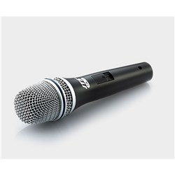 Slim dynamic mic with switch for instrument or vocals includes XLR cable