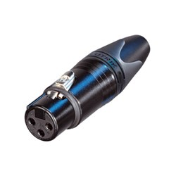 FEMALE 3-PIN LINE CONNECTOR BLACK/GOLD PINS