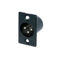 MALE PANEL 3-PIN CONNECTOR BLACK/SILVER PINS