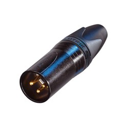 MALE 3-PIN LINE CONNECTOR BLACK/GOLD PINS