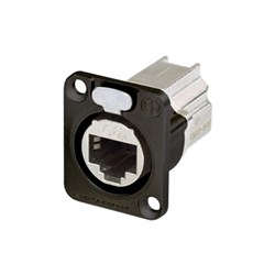 D-SIZE PANEL RECEPTACLE, SHIELDED, FEEDTHROUGH, BLACK HOUSING