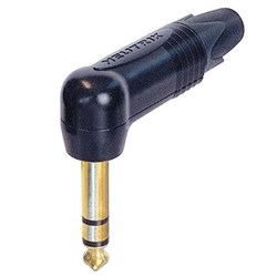 RIGHT ANGLE JACK PLUG - STEREO GOLD CONTACTS/ BLACK SHELL