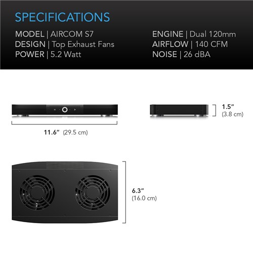 Aircom S7 Component cooler 2 x 120mm fans TOP EXHAUST Powerpack Incl. BLACK
