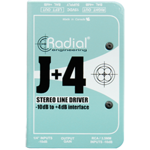 Radial J+4 - Active -10dB to +4dB stereo line driver with transformer isolated inputs  