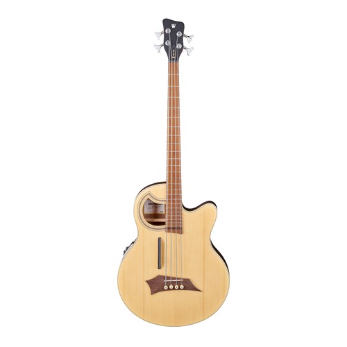 RockBass Alien Deluxe Hybrid Thinline 4-String Natural Transparent High Polish