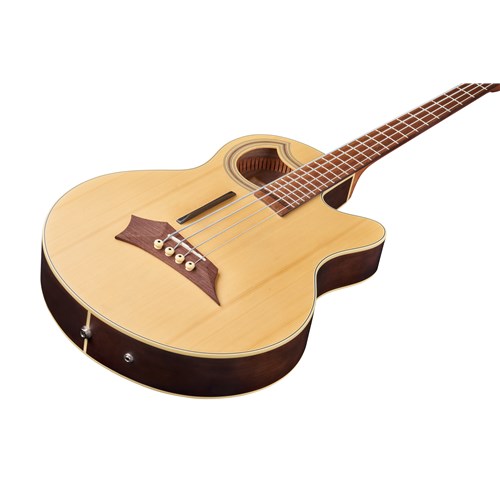 RockBass Alien Deluxe Hybrid Thinline 4-String Natural Transparent High Polish