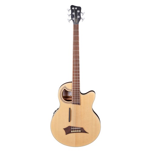 RockBass Alien Deluxe Hybrid Thinline 5-String Natural Transparent High Polish