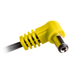 Type 3 - 5,5/2,5mm DC plug, centre negative, L-shape, 50cm (Yellow)