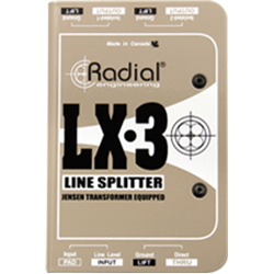 Radial LX-3 - Line Level splitter, passive with 1-input, up to 3 outs (2 Jensen isolated outputs) 