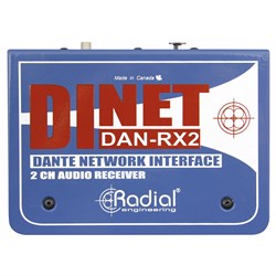 Radial DiNET Dan RX2 - 2-Channel Dante Network Receiver w/ Ethercon