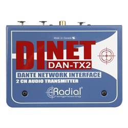 Radial DiNET Dan TX2 - 2-Channel Dante Network Receiver w/Ethercon