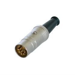 5-PIN (180') DIN MALE LINE CONNECTOR METAL SHELL WITH GOLD PLATED CONTACTS