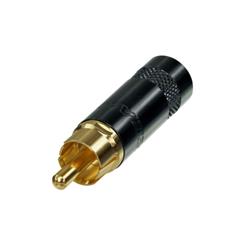 METAL PHONO RCA PLUG MALE GOLD PLATED CONTACTS AND BLACK SHELL