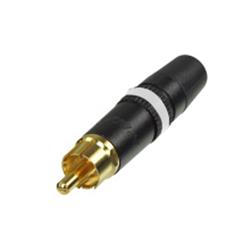 DELUXE METAL PHONO RCA PLUG MALE GOLD PLATED CONTACTS WHITE