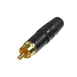 DELUXE METAL RCA PHONO PLUG MALE GOLD PLATED CONTACTS BLACK