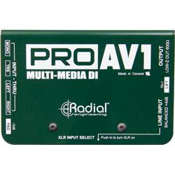 Radial PROAV1 - Passive 1 channel multimedia DI with RCA, 3.5mm, XLR, 1/4" connectors   