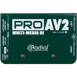 Radial PROAV2 -  Passive stereo multimedia DI with RCA, 3.5mm, XLR, 1/4" connectors   