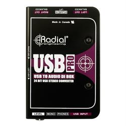 Radial USB-PRO - Stereo DI for USB Source, level control, mono sum, headphone out  