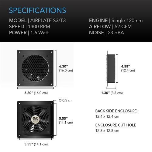 Airplate S3 120mm Cabinet Cooler Ac Infinity Amber Tech