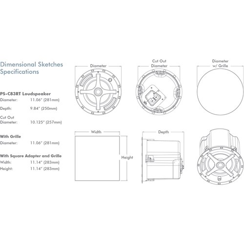 PS-C83RT 8in White in-ceiling Professional Series Sonance